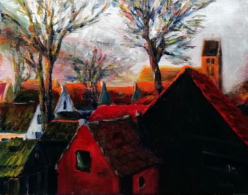 painting Roofs of Hollum. Sunrise. by Valta