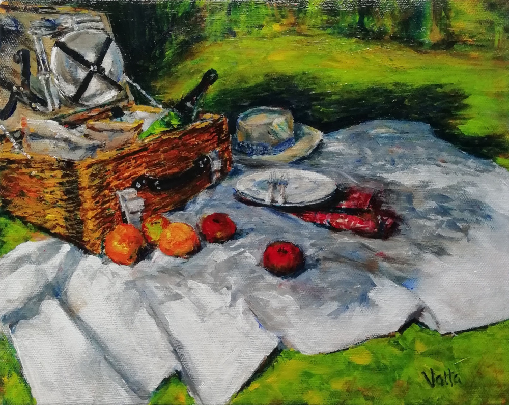 painting Let's Picnic. By Valta